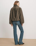 Veronica Beard Brown faux fur bomber jacket.