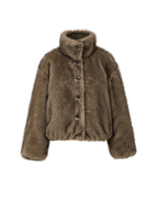 Veronica Beard Brown faux fur jacket with high collar.