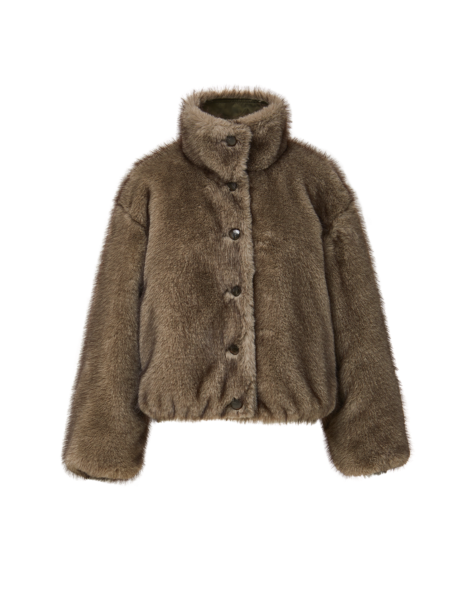 Veronica Beard Brown faux fur jacket with high collar.