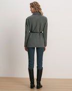 Veronica Beard Gray belted blazer with gold buttons