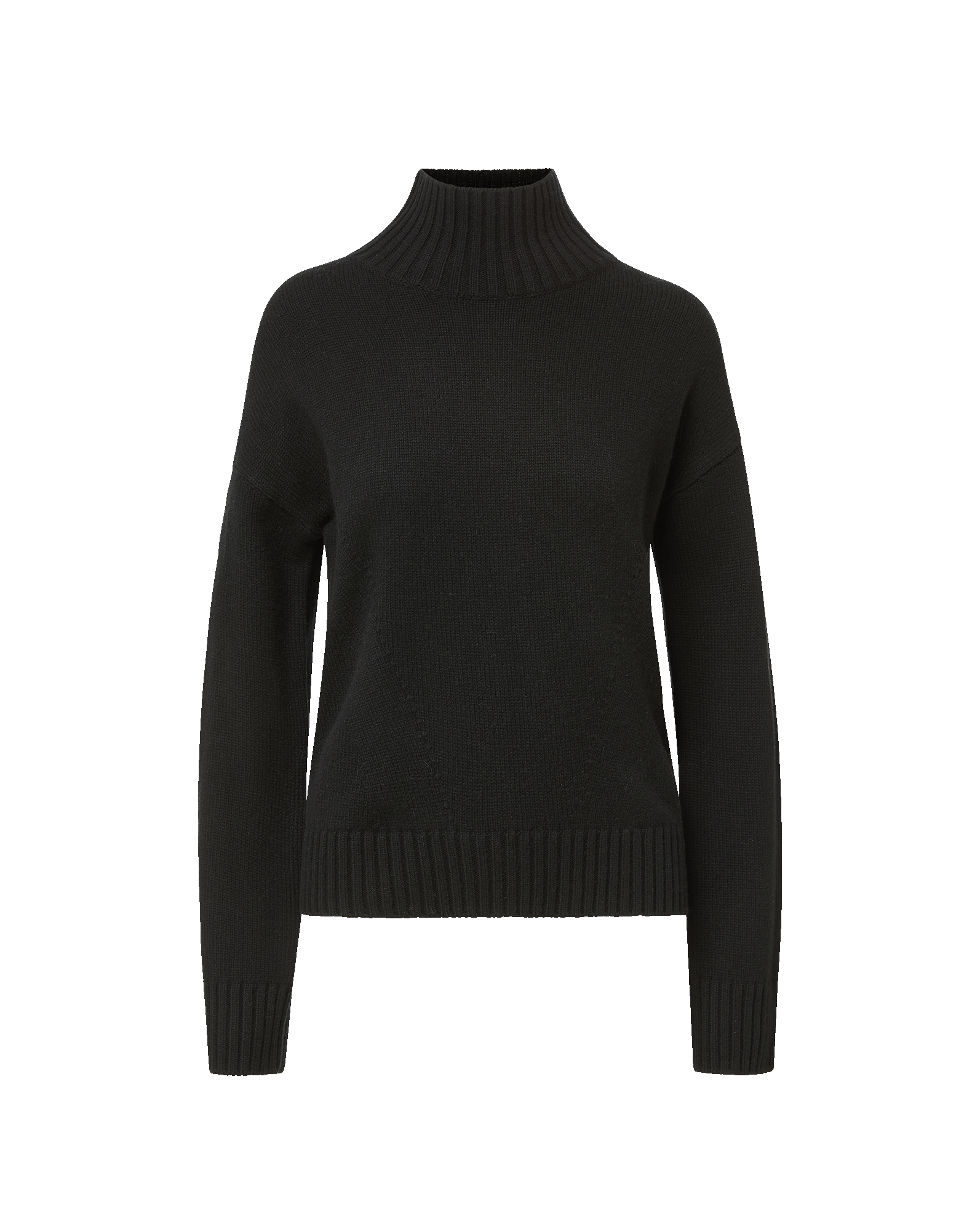 Veronica Beard Black ribbed knit turtleneck sweater with relaxed fit.