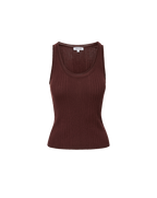 Veronica Beard Burgundy ribbed knit sleeveless scoop neck top.