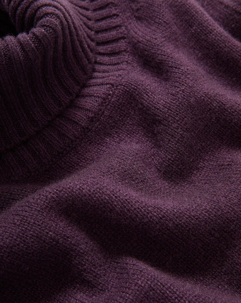 Veronica Beard Purple knit turtleneck sweater with ribbed collar detail.