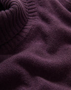 Veronica Beard Purple knit turtleneck sweater with ribbed collar detail.