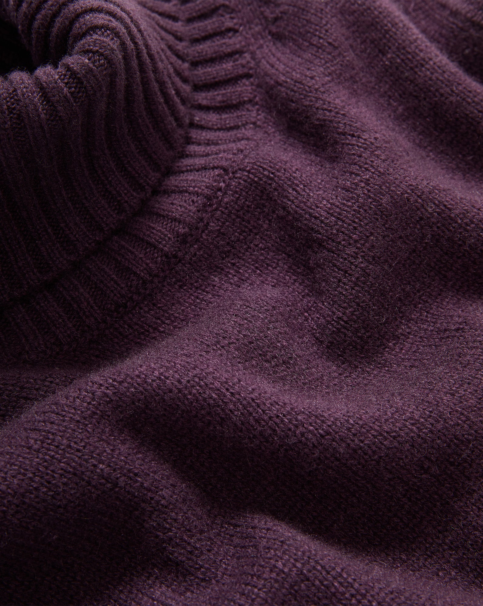 Veronica Beard Purple knit turtleneck sweater with ribbed collar detail.