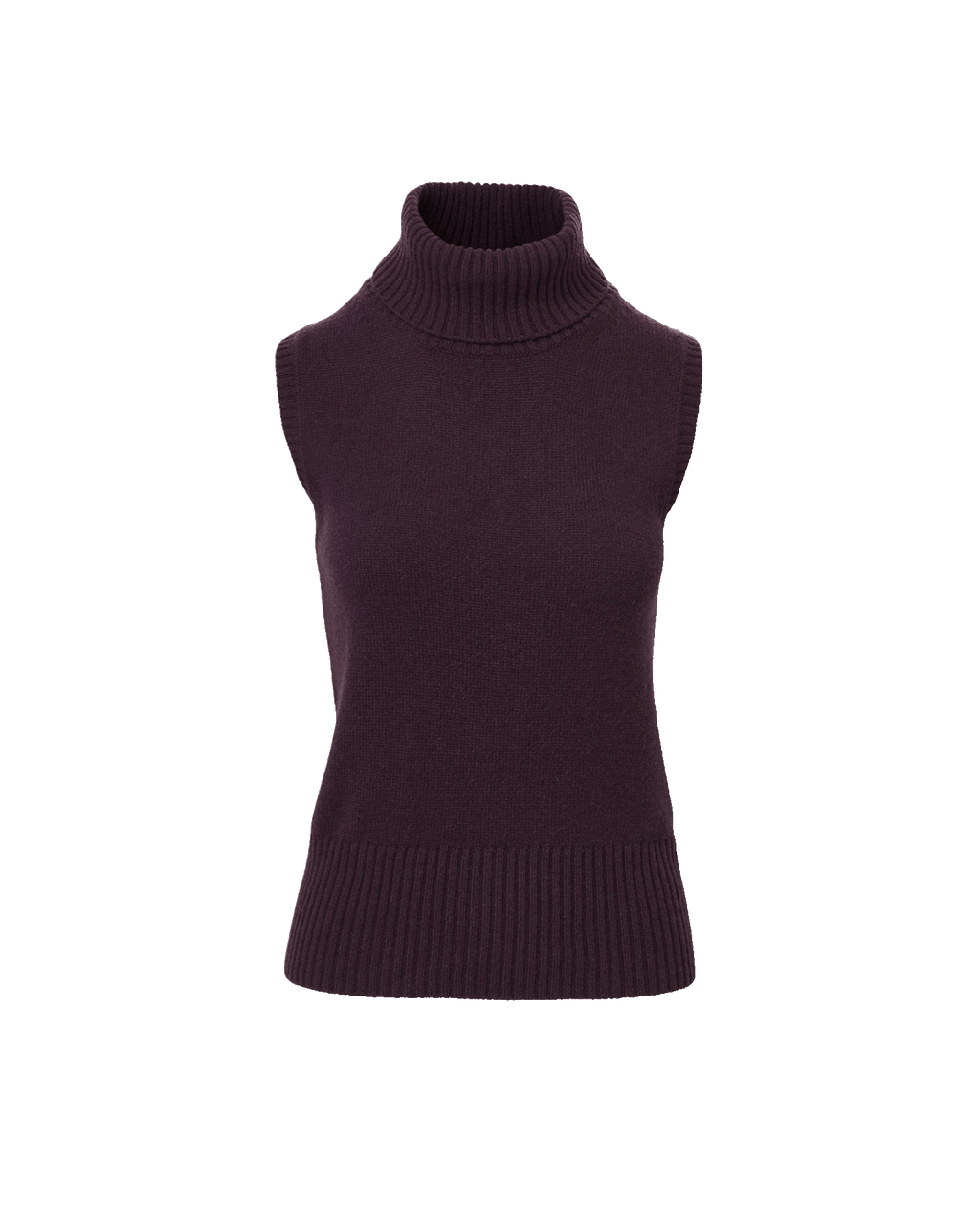 Veronica Beard Dark purple sleeveless knit turtleneck sweater.