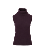 Veronica Beard Dark purple sleeveless knit turtleneck sweater.