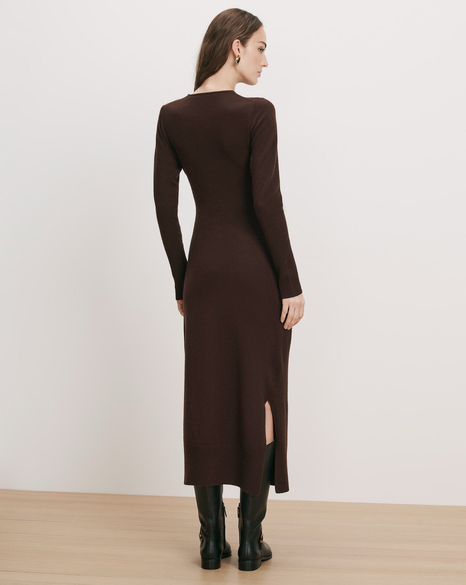 Veronica Beard Brown knit midi dress with side slit