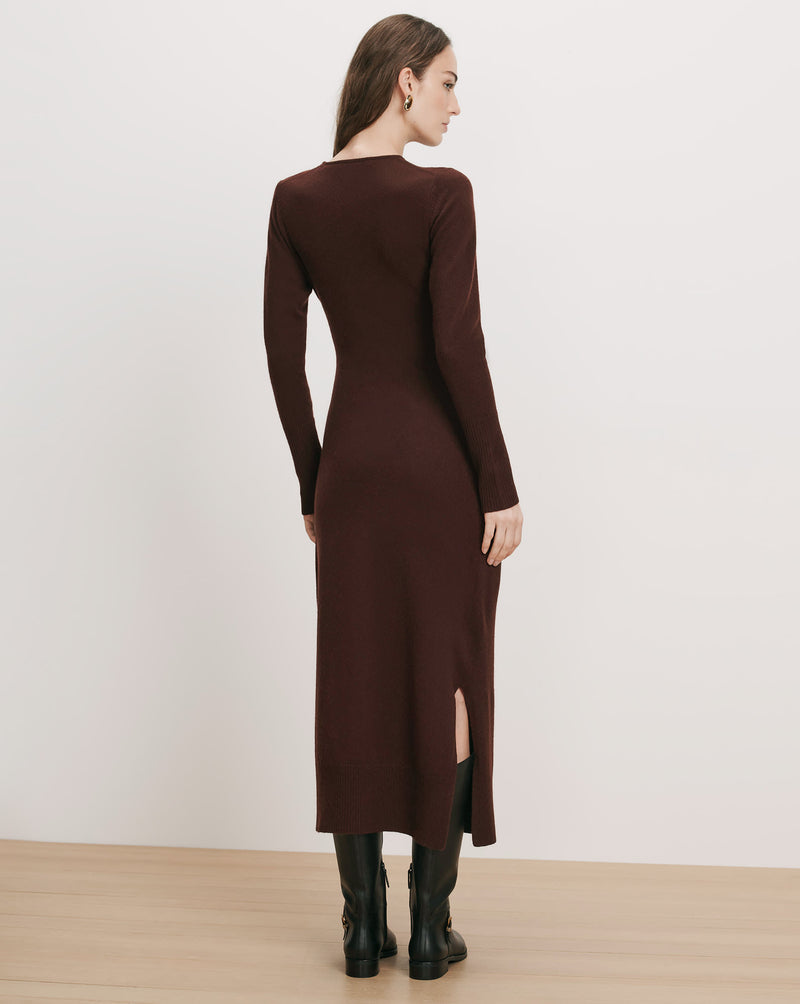 Veronica Beard Brown knit midi dress with side slit