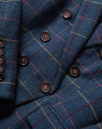 Veronica Beard Blue tweed checked double-breasted suit jacket.