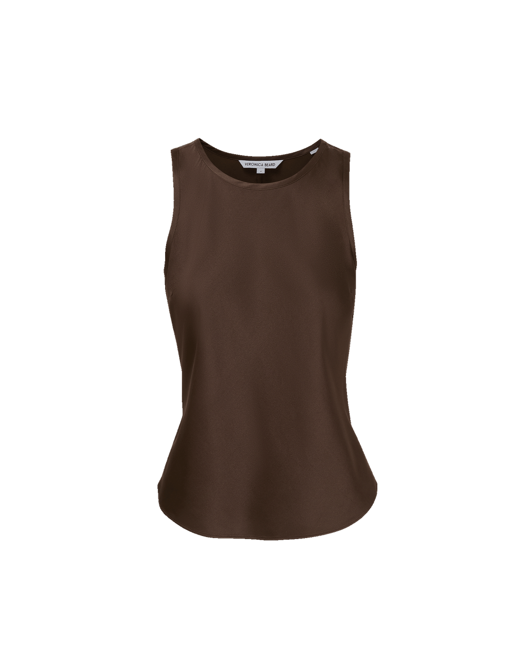 Veronica Beard Brown satin sleeveless round-neck top.