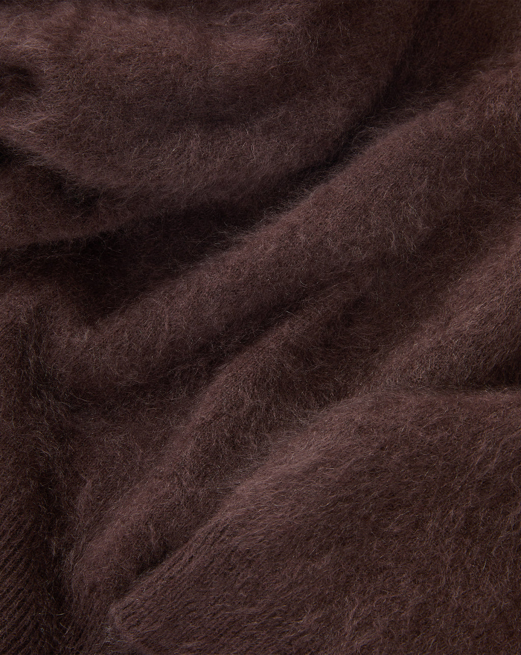 Veronica Beard Brown fuzzy mohair knit textile material closeup.