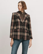Veronica Beard Brown plaid wool blazer