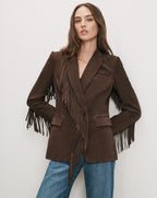 Veronica Beard Brown suede fringe blazer