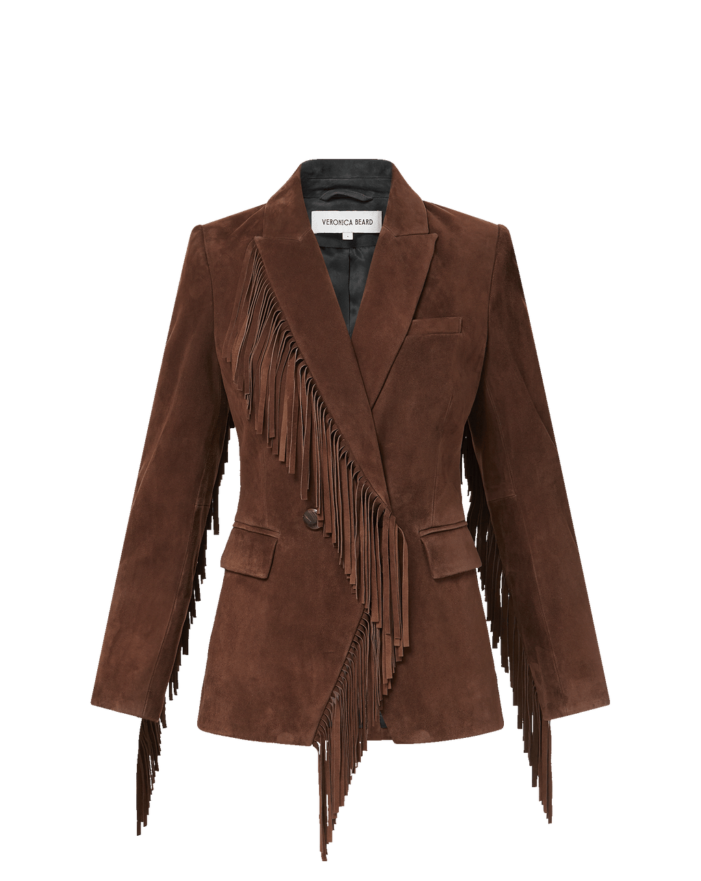 Veronica Beard Brown suede blazer with fringe detail