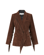 Veronica Beard Brown suede blazer with fringe detail