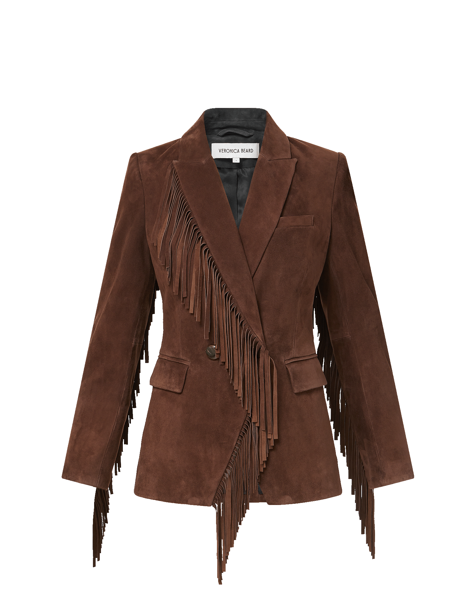 Veronica Beard Brown suede blazer with fringe detail