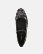 Veronica Beard Tapestry Mary Jane flat with brown strap.