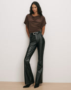 Veronica Beard Gray turtleneck sweater, black leather pants