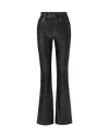 Veronica Beard Black faux leather high-waisted flared trousers.