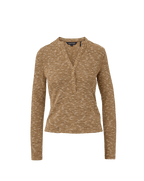 Veronica Beard Brown and white textured long-sleeve henley shirt.