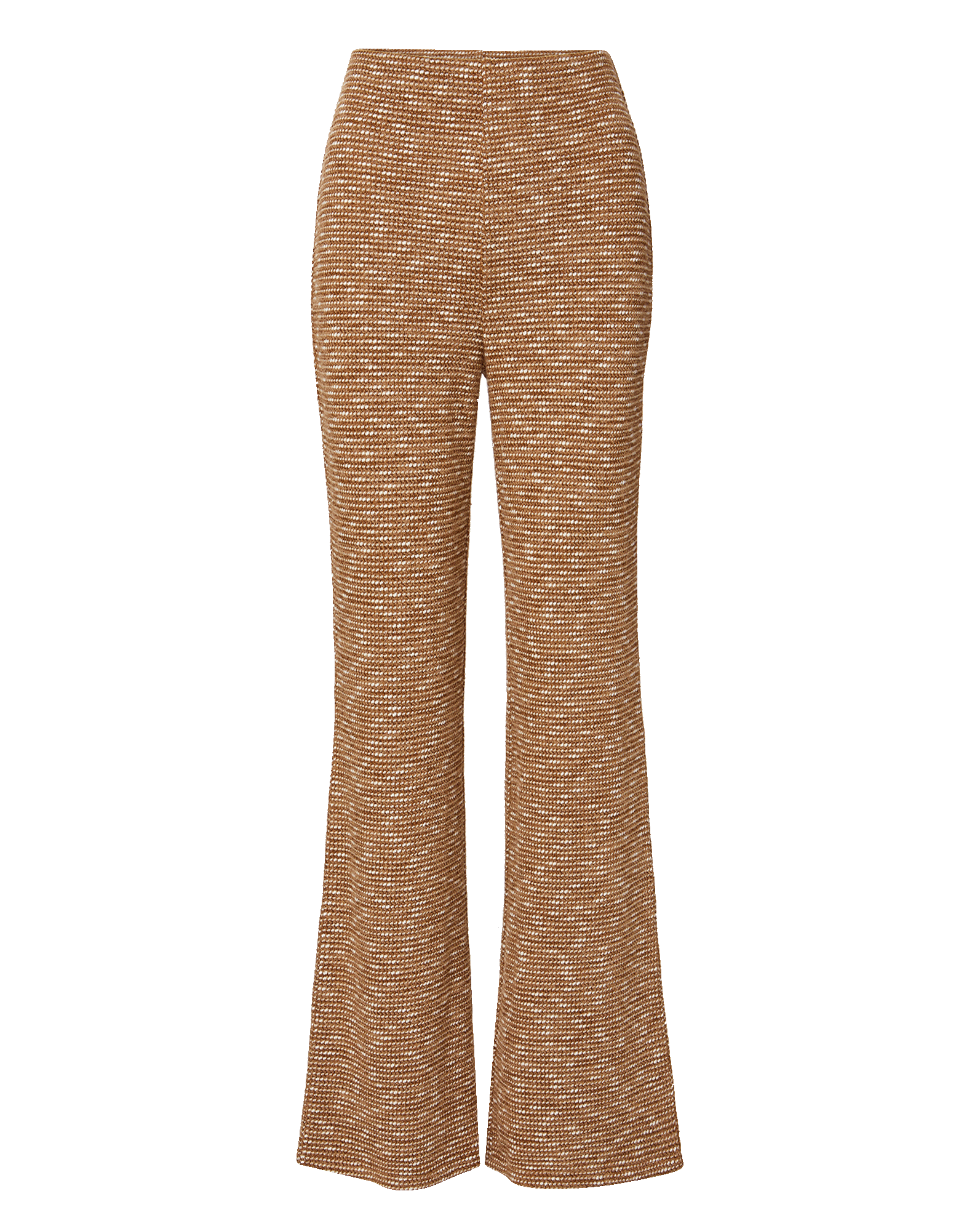 Veronica Beard Brown textured knit high-waisted flared trousers.