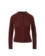 Veronica Beard Burgundy ribbed knit button-down cardigan.