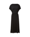 Veronica Beard Black draped midi dress with cap sleeves.
