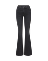 Veronica Beard Black flared jeans, high-waisted, with front pockets.