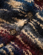 Veronica Beard Multi-colored knit cardigan with brown buttons.