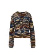 Veronica Beard Multicolor fuzzy knit cardigan with button front closure.