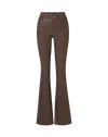 Veronica Beard Brown flare pants with coated denim finish.