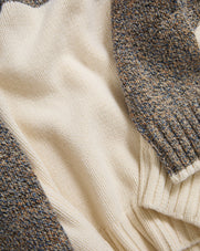 Veronica Beard Cream and brown knit cardigan with textured weave.