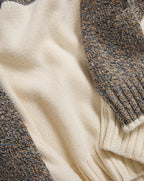 Veronica Beard Cream and brown knit cardigan with textured weave.