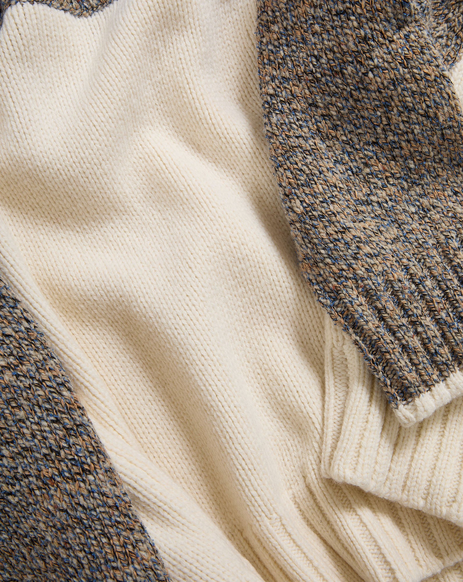 Veronica Beard Cream and brown knit cardigan with textured weave.