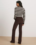 Veronica Beard Brown corduroy flare pants and striped knit sweater