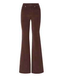 Veronica Beard Brown corduroy flared high-waisted trousers.