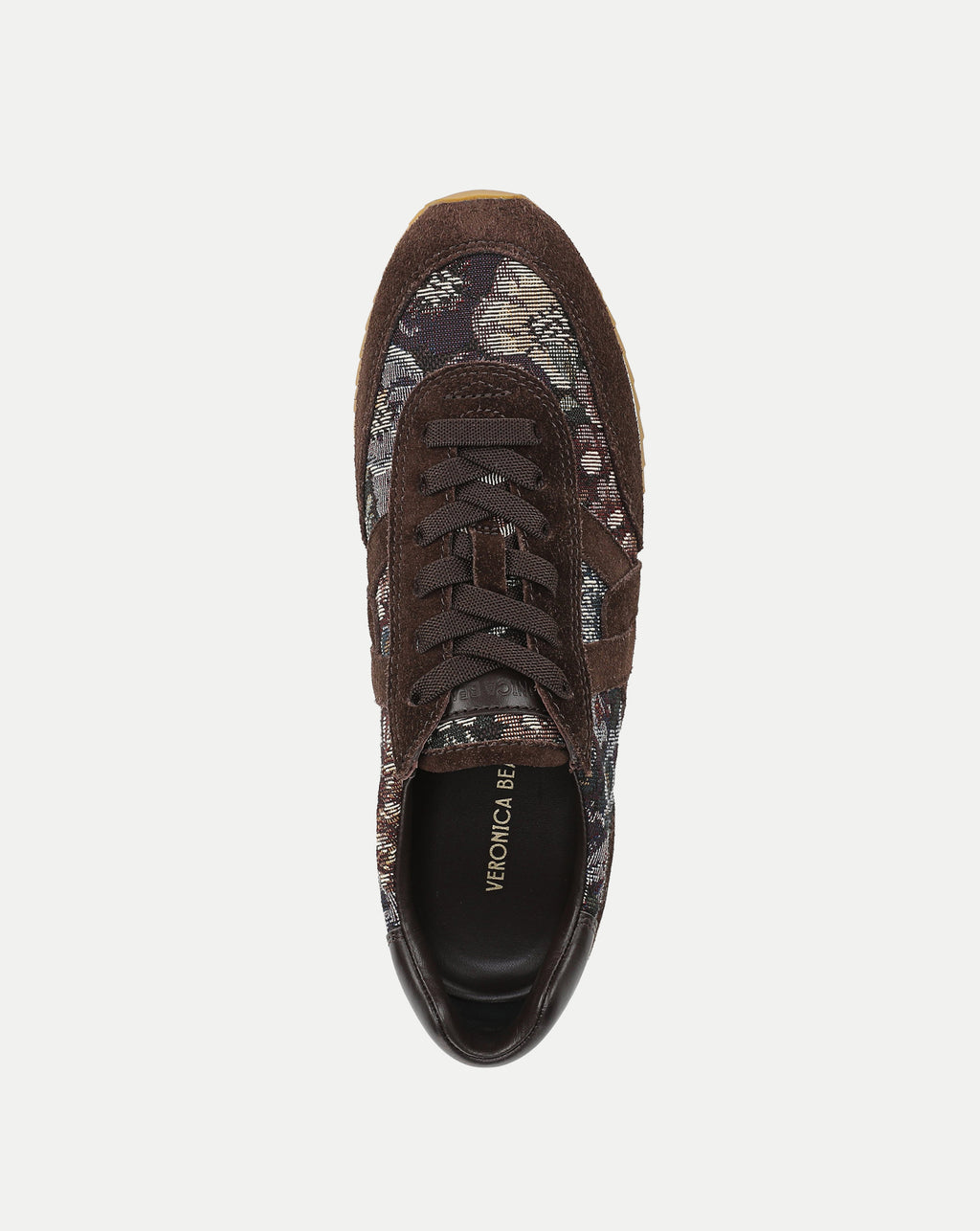Veronica Beard Brown floral tapestry and suede sneaker