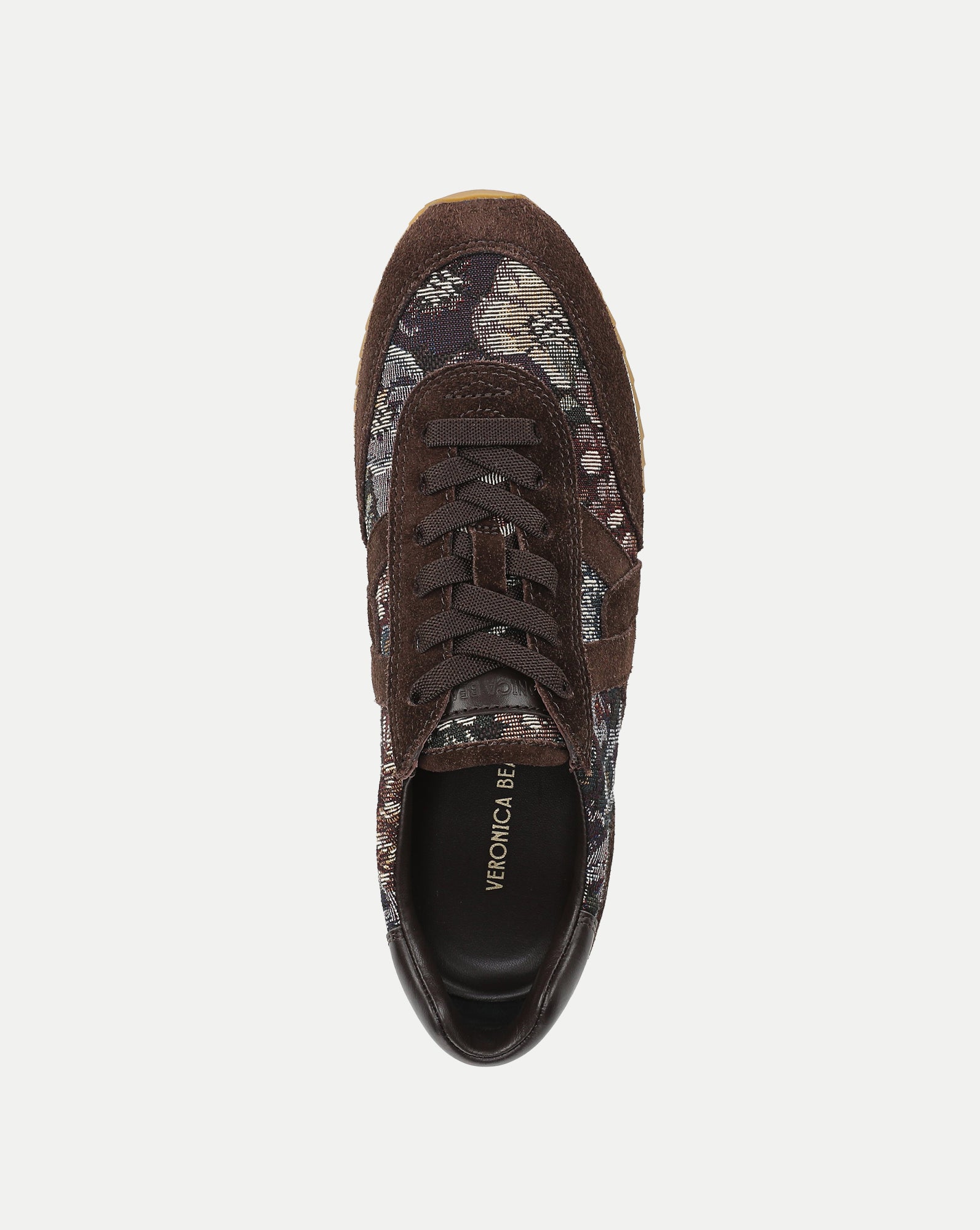 Veronica Beard Brown floral tapestry and suede sneaker