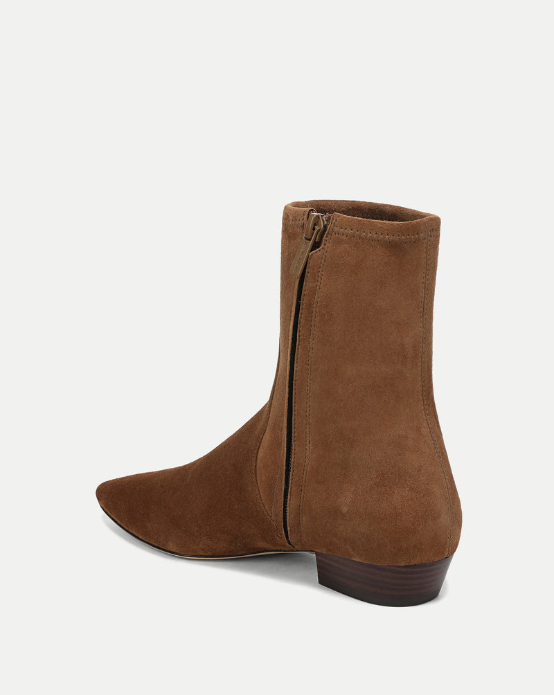 Veronica Beard Brown suede ankle boots with side zipper.