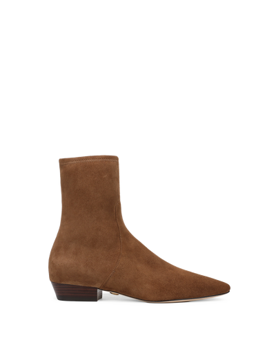 Veronica Beard Brown suede ankle boots with a pointed toe.