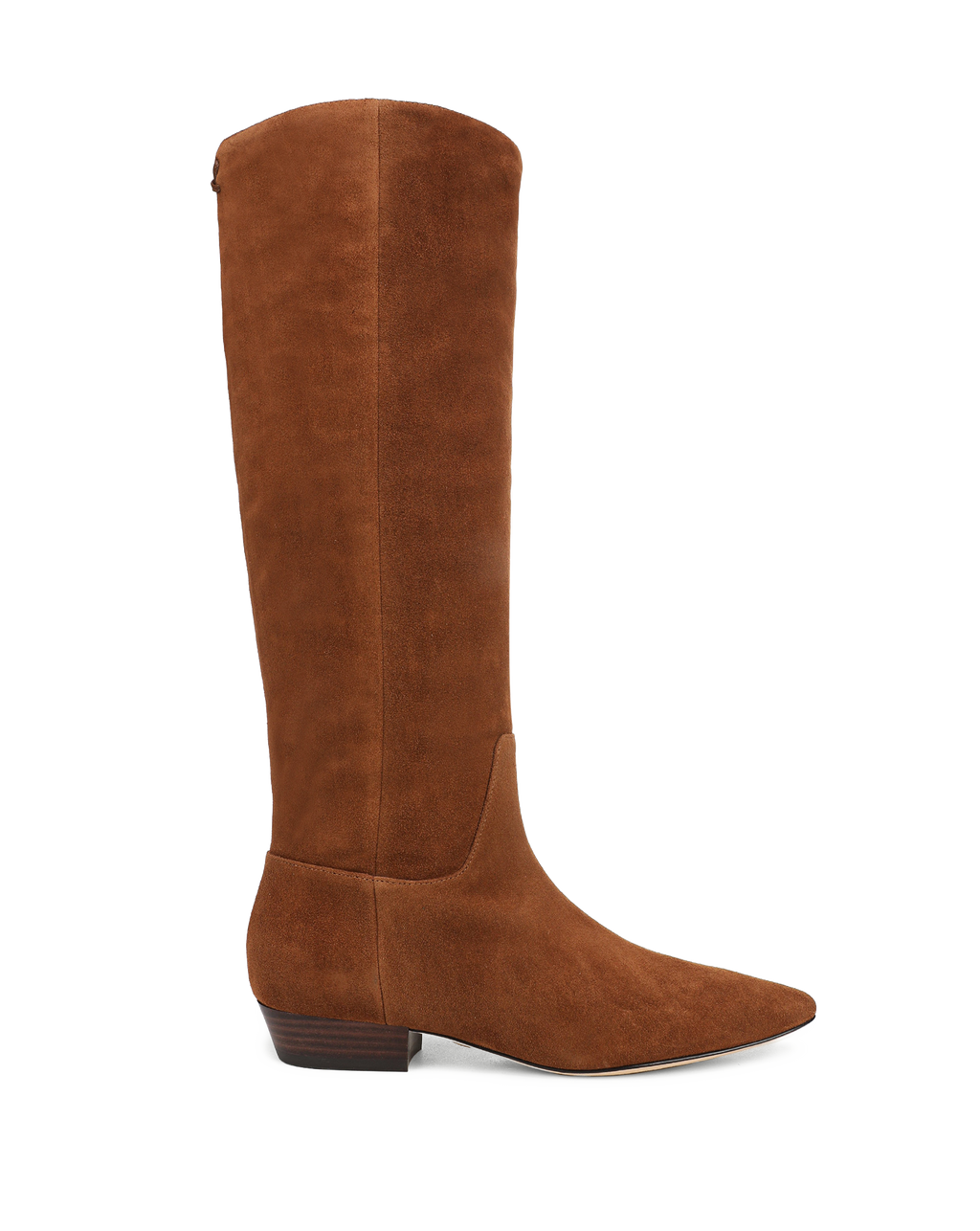 Veronica Beard Brown suede knee-high boots with pointed toe.