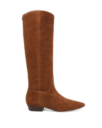 Veronica Beard Brown suede knee-high boots with pointed toe.