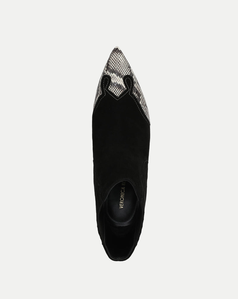 Veronica Beard Black suede and snakeskin pointed-toe ankle boot