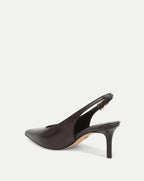 Veronica Beard Brown leather slingback pump with pointed toe.