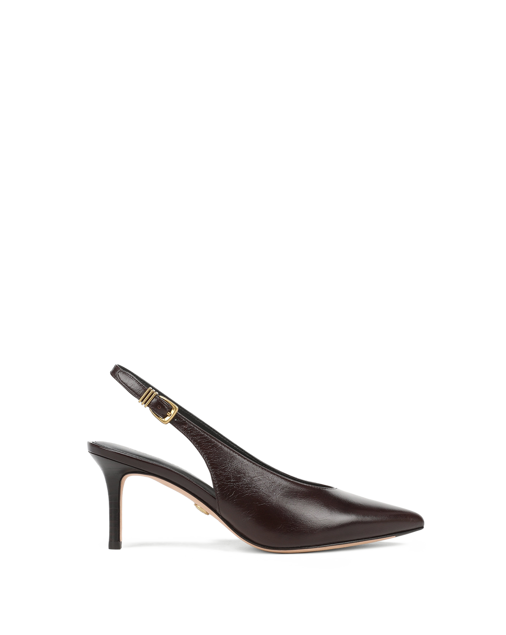 Veronica Beard Brown leather slingback kitten heel pump.