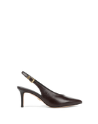 Veronica Beard Brown leather slingback kitten heel pump.