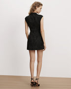 Veronica Beard Black floral jacquard sleeveless mini dress.