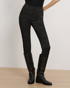 Veronica Beard Black floral brocade skinny trousers.