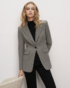 Veronica Beard Black and white houndstooth tailored blazer.